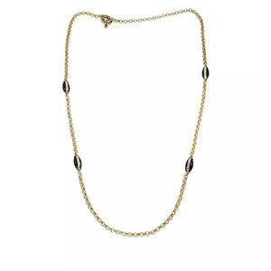 Heidi Daus Madison & 68th Black Enamel and Crystal Toggle Necklace 40"